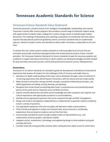 Tennessee Academic Standards for Science