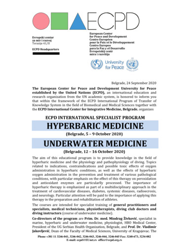 ECPD INTERNATIONAL SPECIALIST PROGRAM HYPERBARIC MEDICINE .